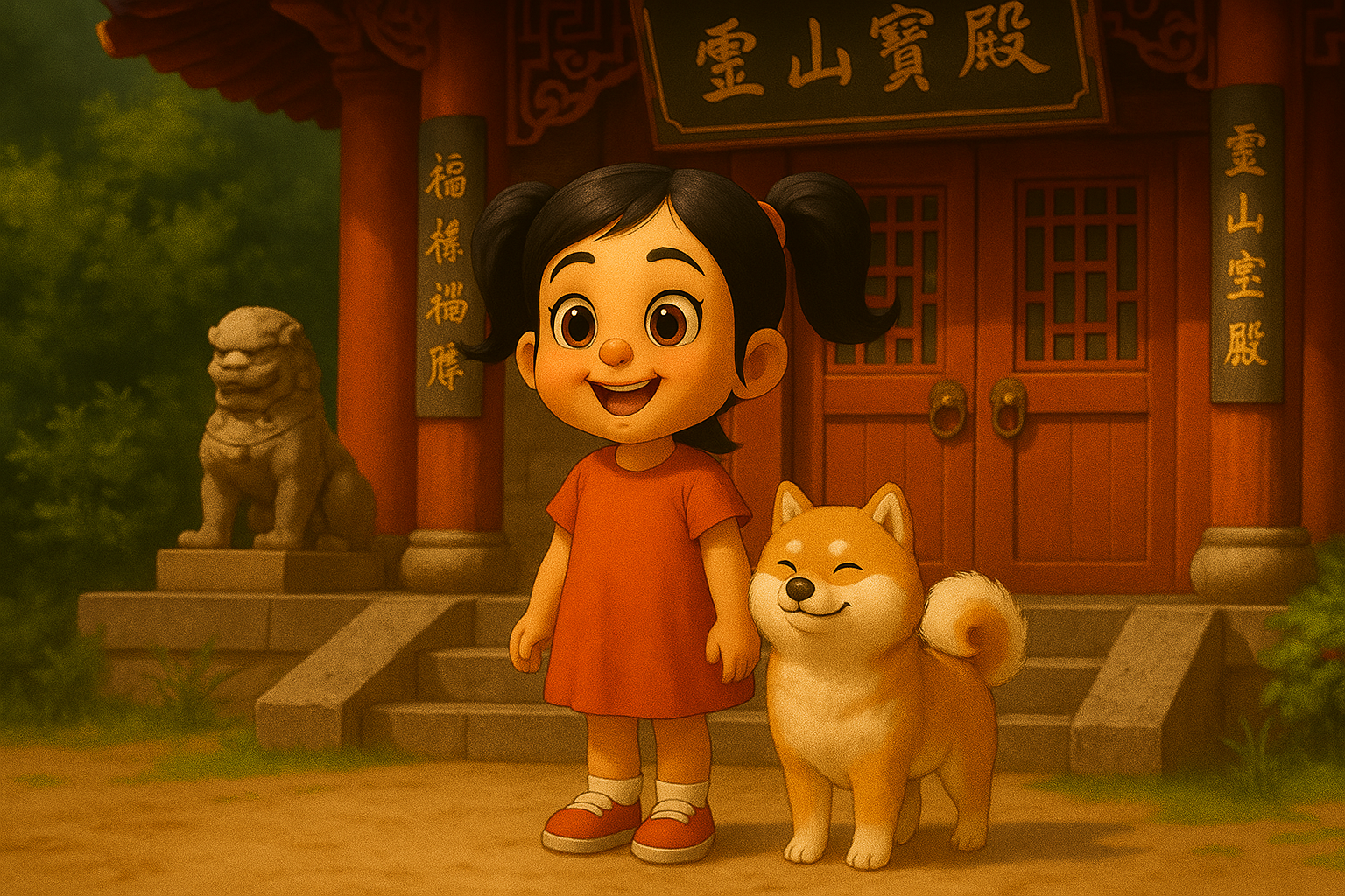 Visiting the temple with my friend Shiba to pray for a better life
